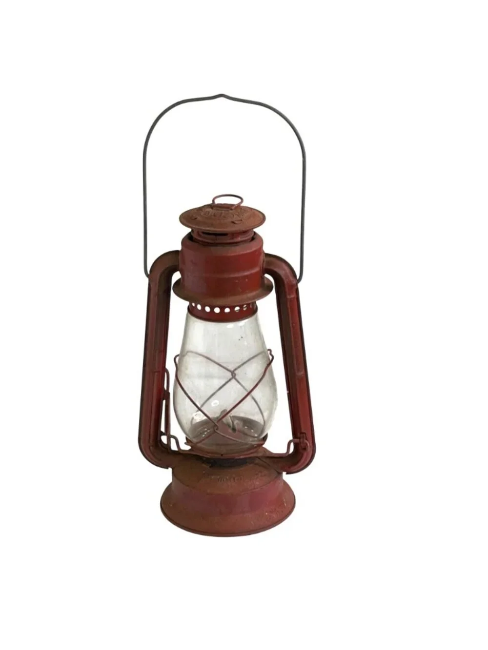 Vintage Dietz No 20 Junior Red Kerosene Lantern Original clear Globe No Dents